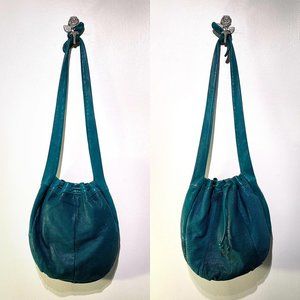 Dark Teal Leather Saddle River Crossbody Bag
